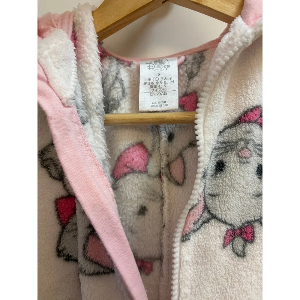 Disney Marie Aristocats Fleece Hooded Pajama Sleeper Costume Baby Size 2T